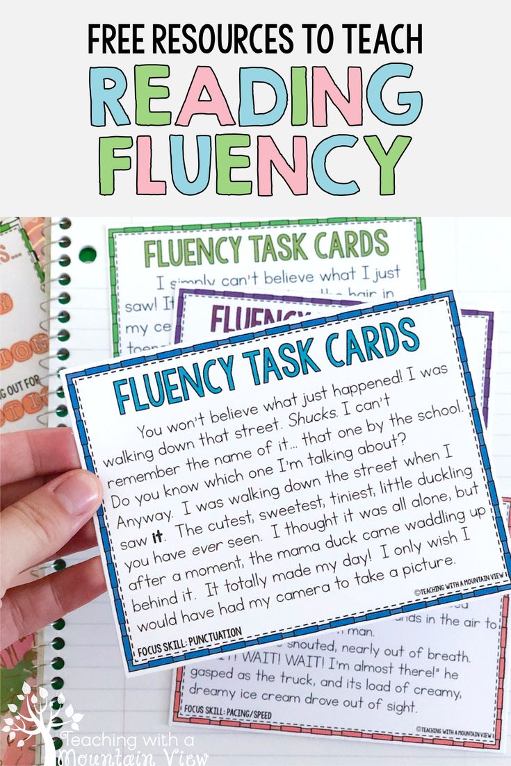 the flueny task cards with text reading flueny and flueny task cards