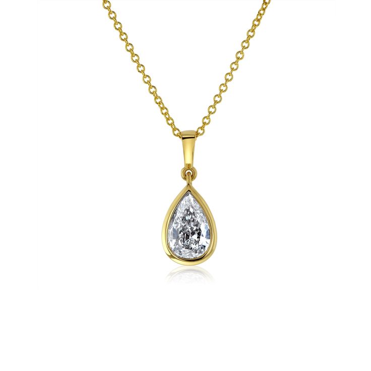 Kobelli Pear Diamond Necklace Formal Drop Necklaces With Bezel Setting, Formal Drop Necklace With Bezel Setting, Classic Yellow Gold Pear Shaped Diamond Necklace, Classic Yellow Gold Pear-shaped Drop Necklace, Pear-shaped Yellow Gold Diamond Necklace, Classic Yellow Gold Drop Solitaire Necklace, Classic Yellow Gold Solitaire Teardrop Necklace, Classic Yellow Gold Solitaire Teardrop Pendant Necklace, Classic Drop Solitaire Necklace In Yellow Gold