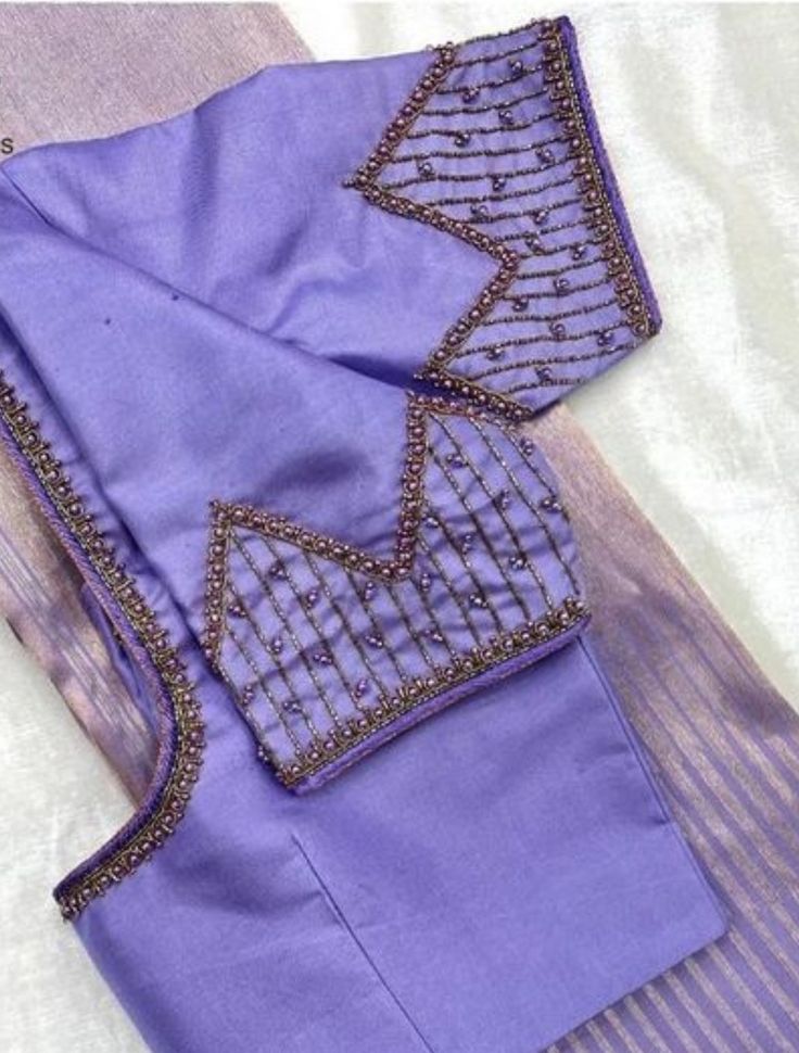 Violet Aari Work Blouse Designs, Purple Aari Work Blouse, Violet Blouse Designs For Saree, Purple Blouse Work Designs, Purple Saree Blouse, Blouse Handwork, Aari Design, Blouse Designs High Neck, Latest Bridal Blouse Designs