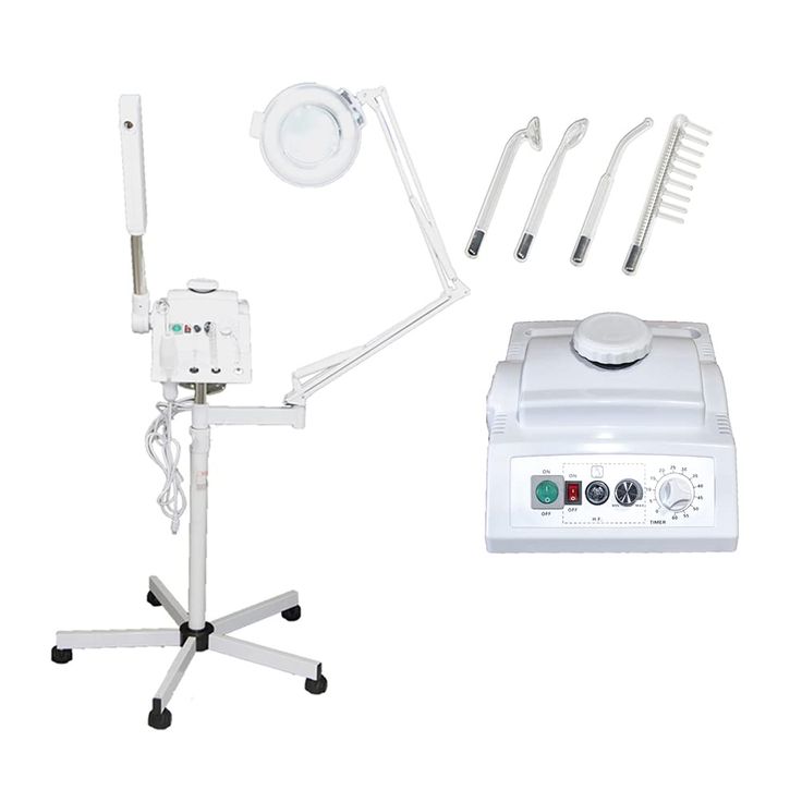 PRICES MAY VARY. Maybe packaged as FS8821 Aromatherapy facial steamer, 5x (16 Diopter) Magnifying Lamp, High frequency facial machine Comes with 4 high frequency attachments 1 Year manufacturer's warranty Facial Steamer
1. Ozone Function
2. Herbal Aromatherapy
3. Essential Oils
 
 Magnifying Lamp
1. 5x Magnification (16 Diopter): For close up inspection of pores and treatment area 
2. 8x High-Magnification Loupe: Built-in Loupe in the magnifying lens for extreme close-up inspections 
3. Soft-Coo Aromatherapy Facial, High Frequency Facial, Facial Bed, Facial Room, Magnifying Lens, Spa Packages, Extreme Close Up, Facial Steamer, Natural Facial