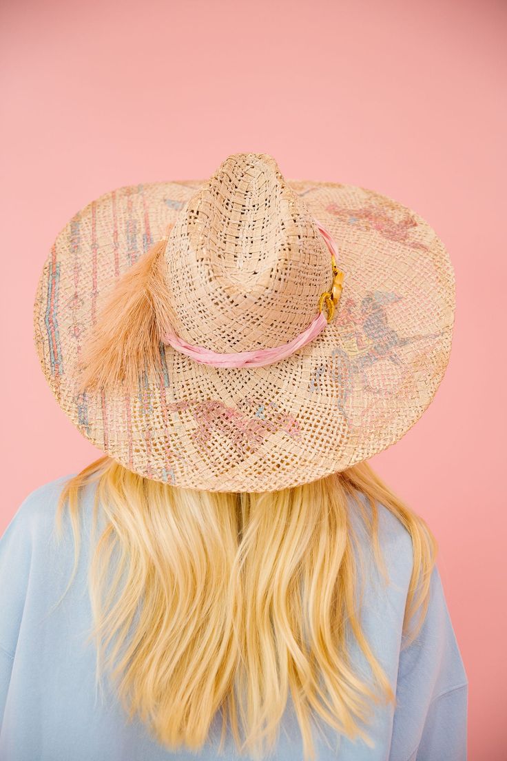 Upgrade your summer style with the LETS RACE SUN HAT! This cream sun hat features a playful racing horse design and a stylish pink ribbon band with a gold horse bit accent. Perfect for a day at the races or a sunny day at the beach. Don't horse around without this must-have accessory! This hat is ONE OF A KIND, created by our owner Stephanie. To receive item quicker, expedited shipping is available at checkout. Pink Summer Sun Hat For Kentucky Derby, Pink Straw Hat With Curved Brim For Rodeo, Pink Short Brim Straw Hat For Rodeo, Pink Western Straw Hat For Summer, Pink Adjustable Hat Bands For Summer, Pink Summer Hats For Kentucky Derby, Pink Summer Hat For Kentucky Derby, Pink Beach Hat Bands, Summer Sun Hat For Kentucky Derby And Rodeo