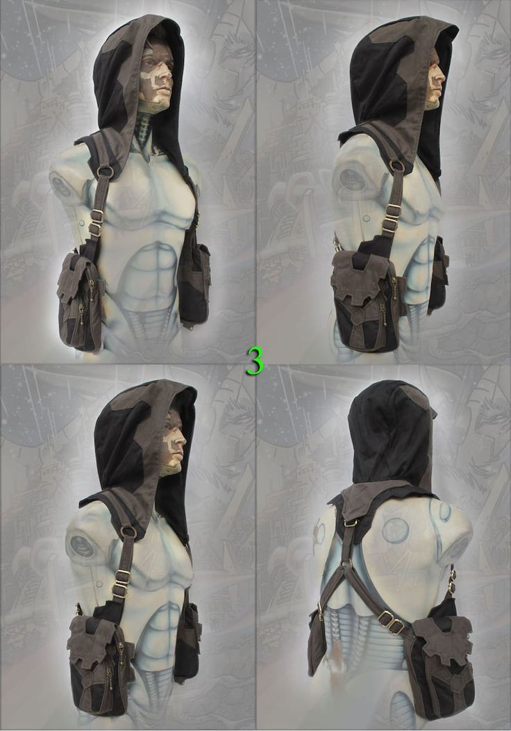 Asgard Hood Holster, Unisex Hooded Pocket Shoulder Bag Vest Neo Cyber Steampunk Style - Etsy Steampunk Bag, Vest Bag, Holster Bag, Fashion Design Patterns, Cyberpunk Fashion, Steampunk Style, Corsets And Bustiers, Cartoon Outfits, Gothic Outfits