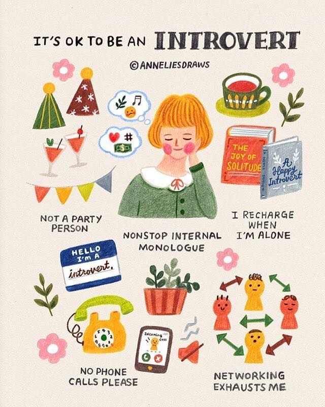 Annelies Draws, This Is Me, Self Care Bullet Journal, Introverted, Self Care Activities, Phone Call, Cute Illustration, Me Time, 그림 그리기