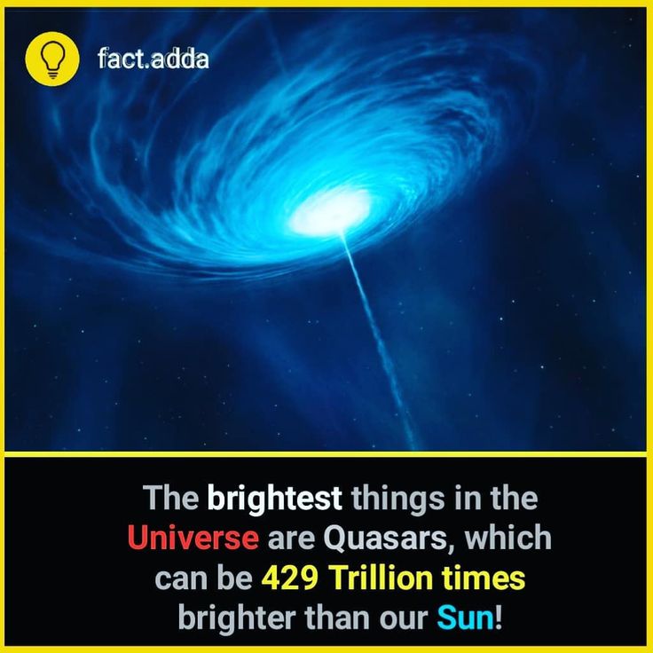 the brightest things in the universe are quasars, which can be 429 trillion times brighter than our sun