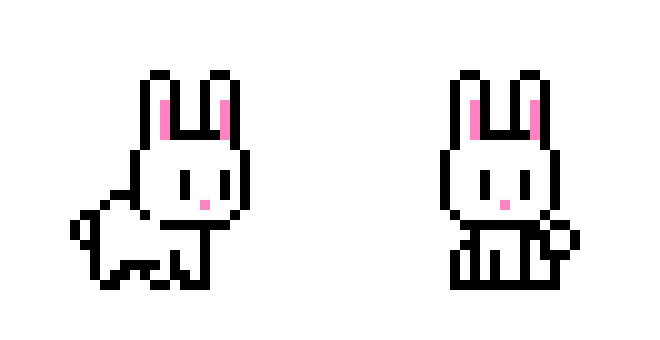 an image of two rabbits pixelated in the style of 8 bit video game art