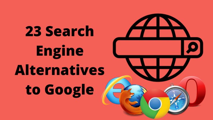 the words, 23 search engine alternatives to google are in front of a red background