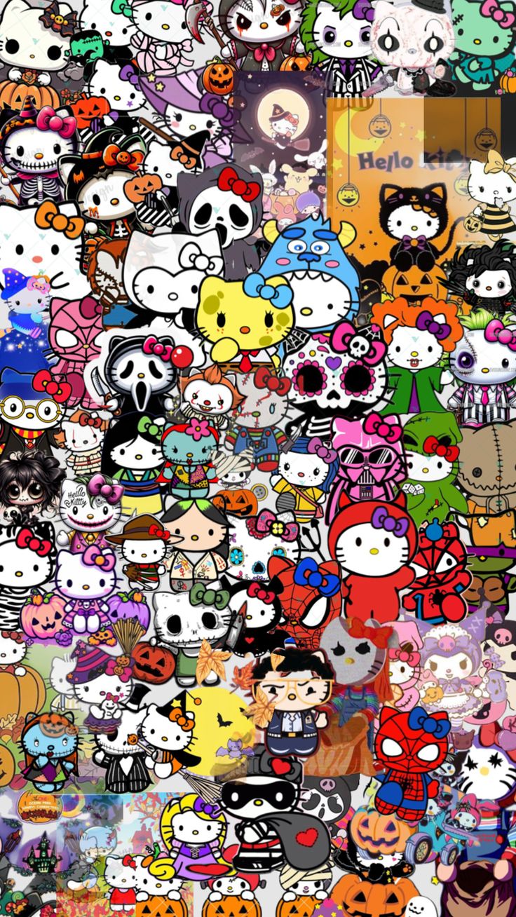 an image of many different cartoon characters on a phone screen with the same color as it appears