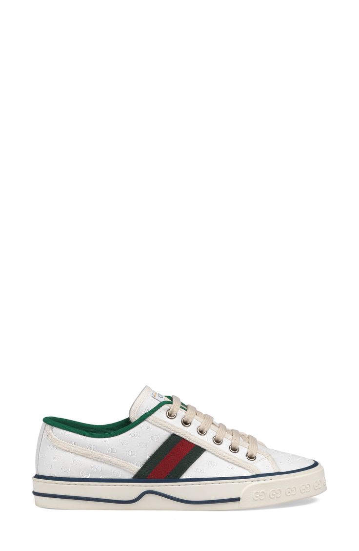 Gucci serves up some heritage style with a low-top sneaker branded with Web striping, double-G sole embossing and retro sport labels at the tongue and footbed. Style Name:Gucci Tennis 1977 Platform Sneaker (Women). Style Number: 6002528. Gucci Sporty High-top Sneakers, Gucci Sneakers With Contrast Sole For Streetwear, Gucci Sporty Sneakers For Streetwear, Gucci Low-top Platform Sneakers With Branded Insole, Gucci Low-top Sporty Sneakers, Sporty Gucci Sneakers With Contrast Sole, Gucci Sporty Low-top Sneakers, Designer Gucci Platform Sneakers With Round Toe, Gucci Designer Platform Sneakers With Round Toe