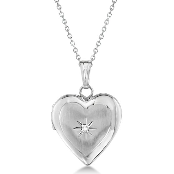 Petite Heart Photo Locket w/ Diamond Accent Women 14k White Gold .01ct -Allurez.com Gold Lockets, Jewelry White Gold, Kids Jewelry Box, Locket Jewelry, Gold Heart Locket, Picture Locket, Heart Photo, Locket Bracelet, Heart Locket Necklace