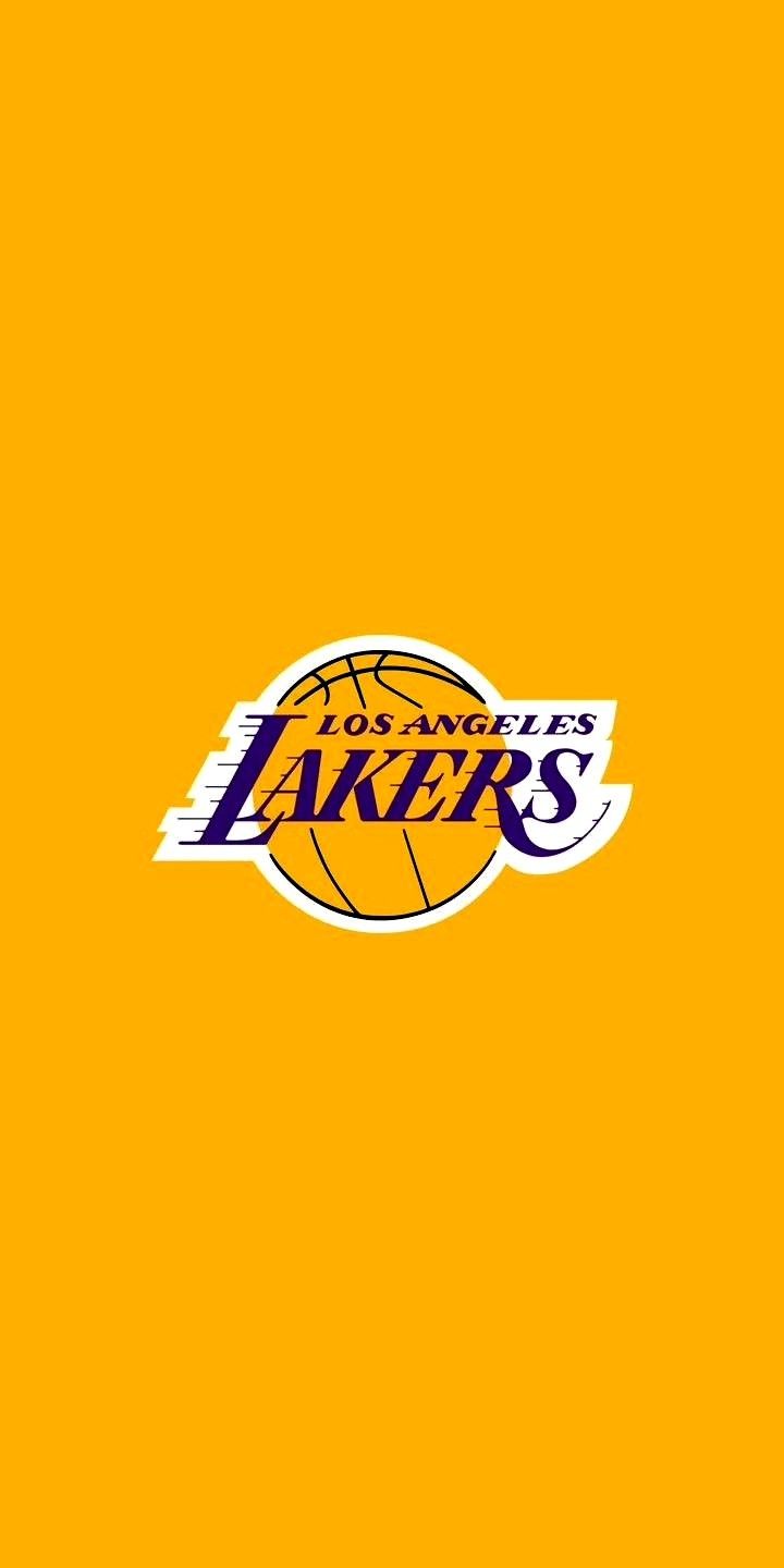 the los lakers logo on an orange background