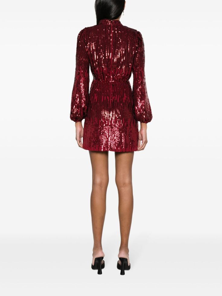 Rixo Samantha Sequinned Minidress - Farfetch Red Chiffon Dress, Tulle Midi Dress, Purple Midi Dress, Red Chiffon, Sequin Design, Chiffon Midi Dress, Womens Cocktail Dresses, Silk Midi Dress, Red Midi Dress