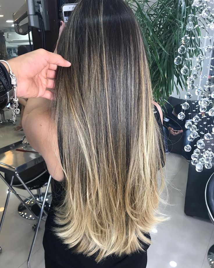 Dark Brown Hair With Blonde Ombré, Sandy Blonde Highlights On Dark Hair, Dark To Blonde Ombre Hair, Blonde Ombre On Black Hair, Black To Blonde Ombre Hair, Dark Brown With Light Brown Highlights, Ash Blonde Hair Balayage, Blonde Highlights On Dark Hair, Best Hair Dye