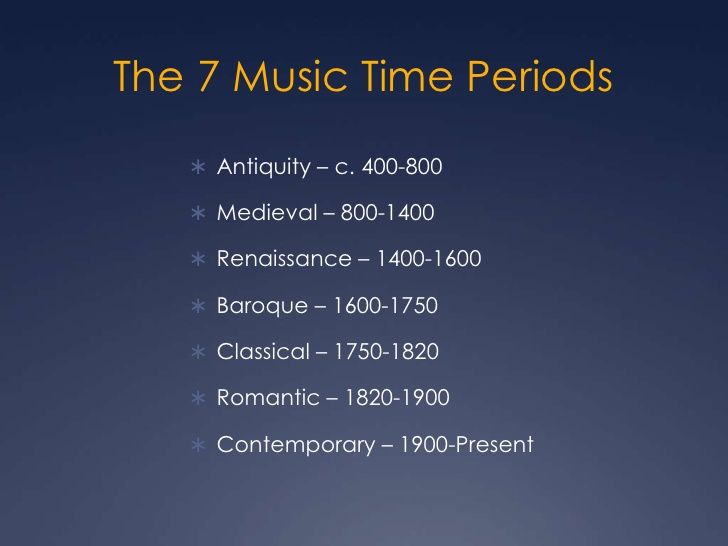 the 7 music time periodss