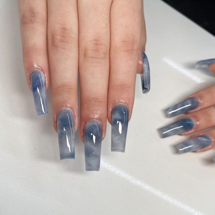 Tapper Square Acrylic Nails, Y2k Blue Nails, Y2k Nails Blue, Blue Y2k Nails, Pretty Blue Nails, Icy Blue Nails, Icy Nails, Nails Galaxy, Tattoos Geometric