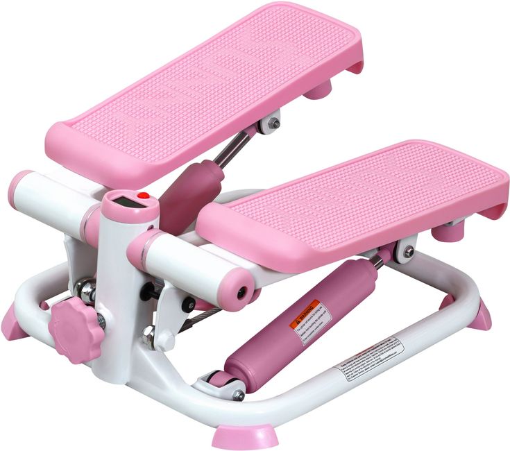 a pink and white exercise machine with two pedals on the front, sitting upright