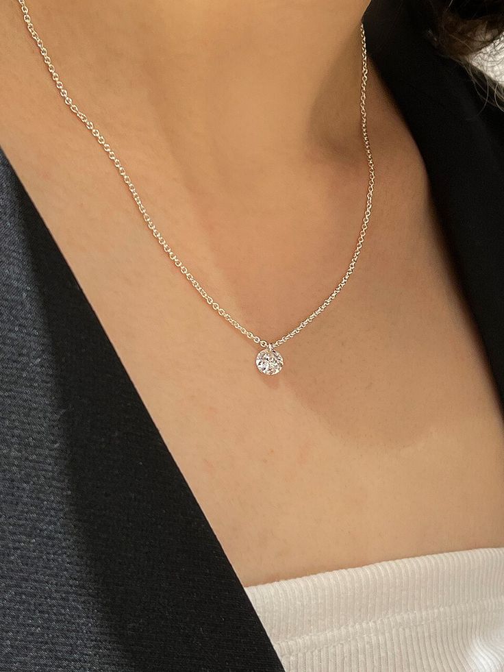 Editor's NotesIt's a necklace designed with luxurious Swarovski. It is simple, calm, and clean with a design that is easy to wear for a daily look.- To emphasize neck line- Goes well with any outfits- Aesthetic- Simple but point item- Clear and glitteringMeasurements(in.)- Size: 16.14 + 2.16 in.Composition & Care- Silver 925, SwarovskyDesigner- by Primaute Elegant Sterling Silver Charm Necklace For Everyday, Fine Jewelry Sparkling Necklaces, Swarovski Necklace Aesthetic, Elegant Silver Charm Necklace With Adjustable Chain, Elegant Silver Charm Necklace For Formal Occasions, Minimalist Sparkling Sterling Silver Jewelry, Everyday Silver Dainty Diamond Necklace, Elegant Silver Charm Necklace With Delicate Chain, Elegant Silver Charm Necklace With Clavicle Chain