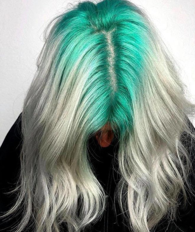 The Colored Roots Hair Color Trend Makes The Grow Out Process Fun Colored Roots Hair, Colorful Roots Blonde Hair, Colored Roots Blonde Hair, Teal And Blonde Hair, Roots Hair Color, Ghost Roots Hair, Dyed Roots, Ghost Roots, Colored Roots