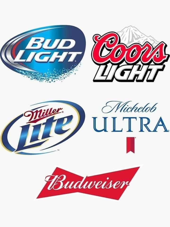 four different types of logos are shown in this image, including bud light, miller lite and budweiser