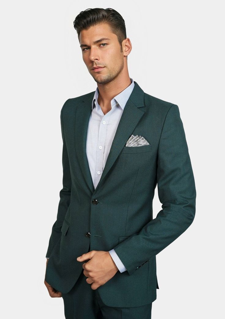 Astor Sacramento Green Suit - SARTORO Green Wool Suit, Sacramento Green, Custom Suits Men, Sharkskin Suit, High Fashion Men, Green Suit, Green Blazer, Looking Dapper, Custom Suit