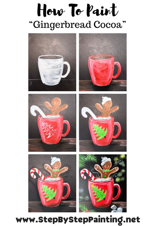 how to paint gingerbread cocoa mugs