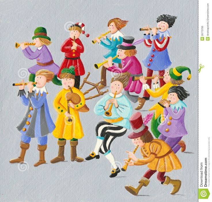 a group of children playing musical instruments and wearing colorful outfits, all dressed in costume