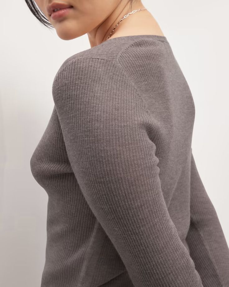 The Ultrafine Merino Ribbed Cardigan Heather Cocoa – Everlane Soil Health, Ribbed Cardigan, The Sheep, Animal Welfare, Supply Chain, Health And Safety, Casual Look, Heathers, Merino Wool