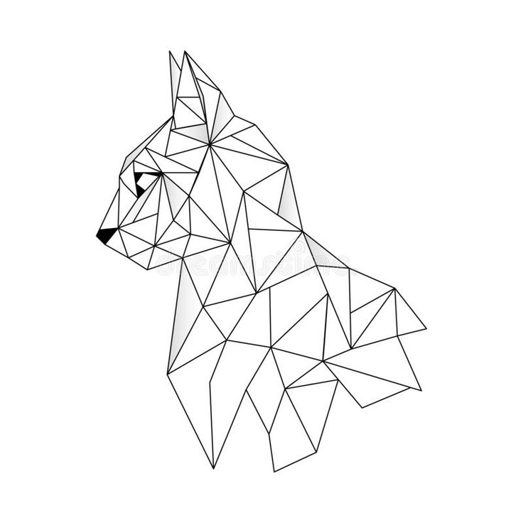 an abstract polygonal wolf on white background