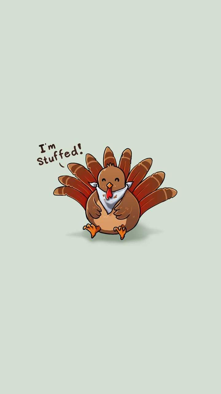 a cartoon turkey with the words i'm stuffed on it