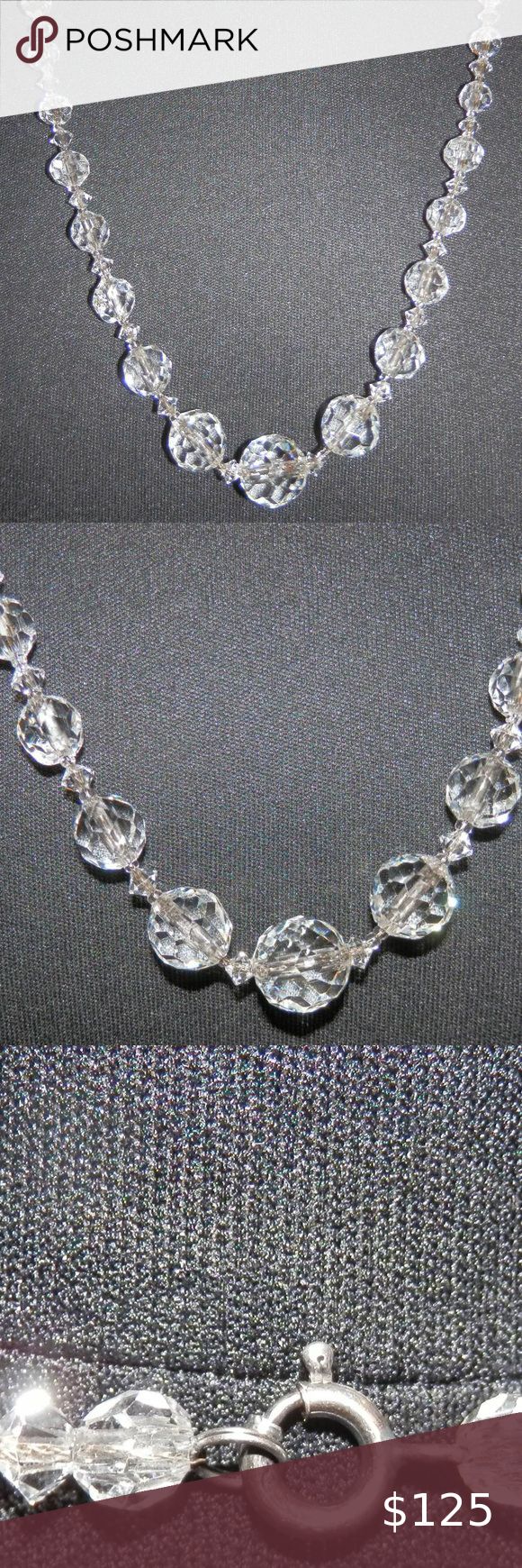 Art Deco Graduated Faceted Rock Necklace Circa 1920s Art Deco Graduated Faceted Rock Crystal Ball Chain Strung Vintage Antique Necklace with a unique decorated clasp.  Necklace measures 24 inches around  weighs 40 grams  Rock Crystal is the name given to all clear colorless quartz. It is widely used as a popular ornamental stone and is also used as a gemstone.  #Necklace #Rock #crystal #round #vintage #artdeco #faceted #antique #handcraftedtreasures #mycreativebiz Jewelry Necklaces Art Deco Crystal Necklaces For Formal Events, Art Deco Crystal Necklace For Formal Occasions, Vintage Formal Necklace With Faceted Beads, Faceted Crystal Necklaces For Formal Occasions, Formal Round Faceted Crystal Necklaces, Formal Single Strand Round Crystal Necklaces, Formal Faceted Round Crystal Necklace, Formal Single Strand Crystal Necklace, Vintage Faceted Necklaces For Wedding