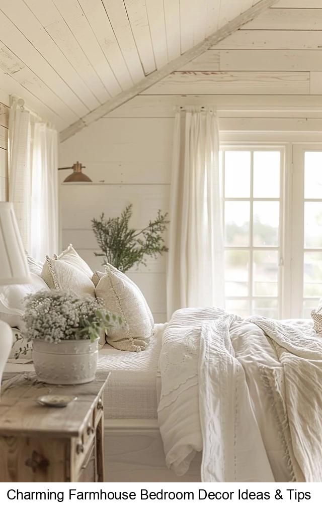 a bedroom with white bedding and pillows