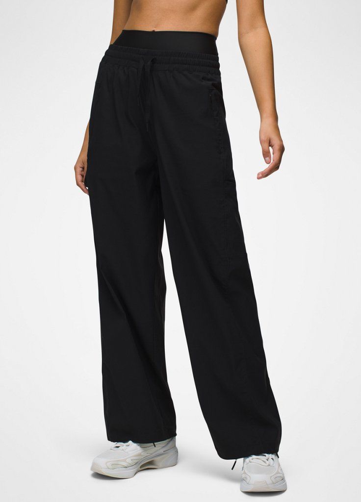 A day-off essential high-rise pant with a pull-on elastic waist and moisture-wicking, double knit fabric. Relaxed Fit Athleisure Pants With Pull-on Style, Athleisure Work Pants With Elastic Side Panels, Sporty Wide-leg Bottoms With Pull-on Style, Sporty Wide-leg Pull-on Bottoms, Sporty Pants With Elastic Waistband For Elevated Casual, Relaxed Fit Activewear With Elastic Waistband And Straight Pants, Relaxed Fit Straight Activewear Pants, Relaxed Fit Activewear With Straight Pants And Elastic Waistband, Athleisure Ankle-length Pull-on Pants