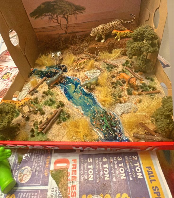 Habitat Project. Leopard Habitat Diorama Shoebox Ideas, Biomes Diorama, Lion Habitat Project, Savannah Diorama Project, Diarama Ideas Kids, Shoebox Diorama School Projects, Grassland Biome Shoebox Project, Savannah Habitat Projects For Kids, Safari Habitat