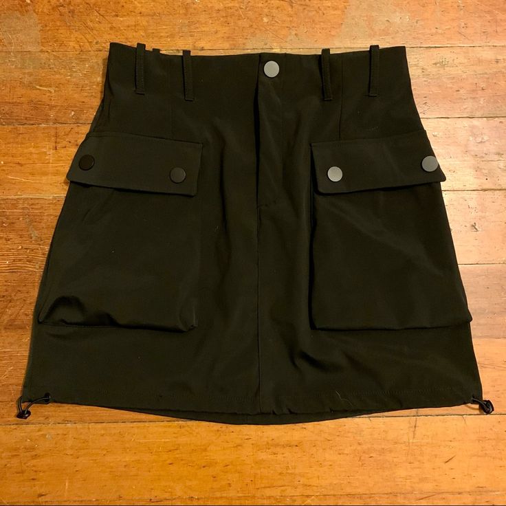 Zara Cargo Dress - Water Resistant - Snap Button Waist And Snaps For 2 Front Pockets - 2 Drawstring Ties On Bottom To Tighten Skirt - Never Worn As Was Too Small! Super Cute! Cargo Dress, Zara Skirts, Cargo Skirt, Zara Black, Snap Button, Womens Skirt, Water Resistant, Super Cute, Zara