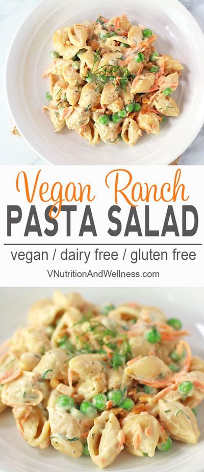 vegan ranch pasta salad with peas and carrots