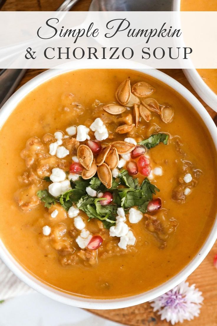 This Chorizo and Pumpkin Soup is a delicious bite full of seasonal goodness. The combination of pumpkin and chorizo is magical! It is the perfect fall soup. To find this Chorizo and Pumpkin Soup recipe visit Sugar Maple Farmhouse. Pumpkin And Chorizo Soup, Zupas Pumpkin Chorizo Soup Recipe, Pumpkin Chorizo Soup, Chorizo Pumpkin Soup, Pumpkin Chorizo Soup Zupas, Sweet Potato Chorizo Soup, Cafe Zupas Pumpkin Chorizo Soup, Pumpkin Chorizo, Spicy Pumpkin Soup Recipe