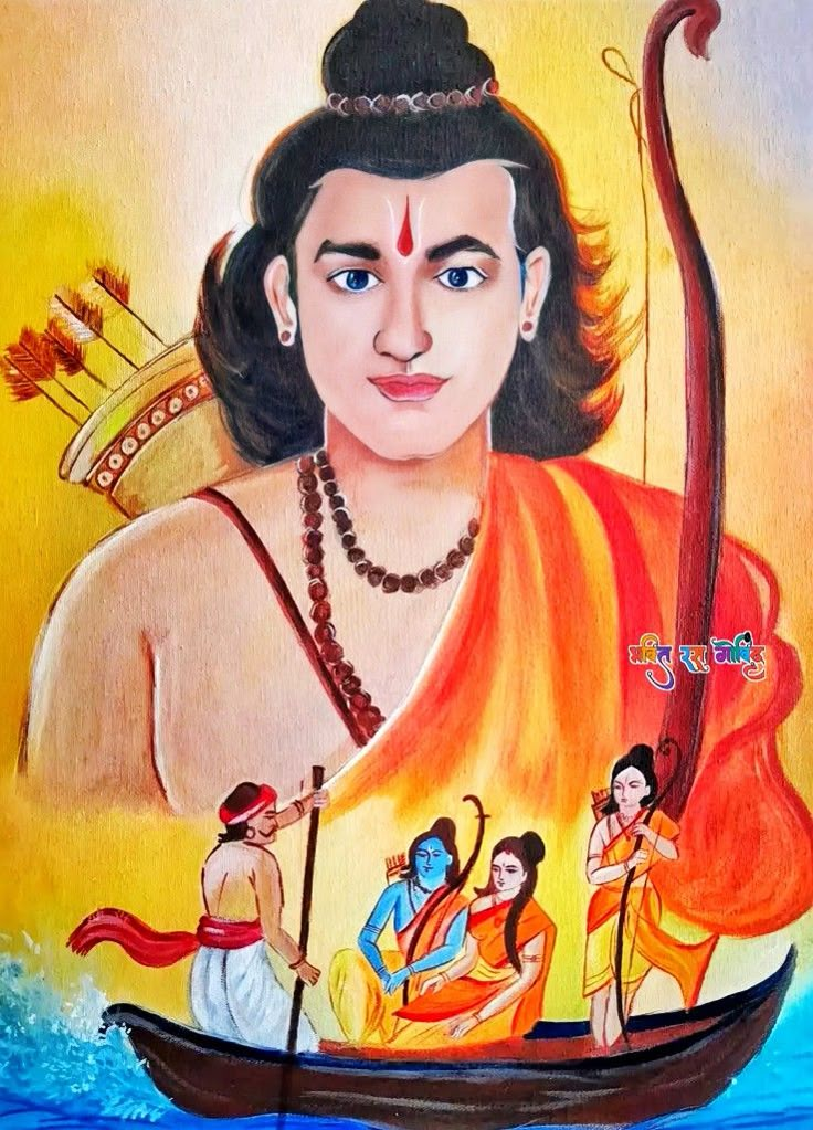 an oil painting on canvas of the god rama