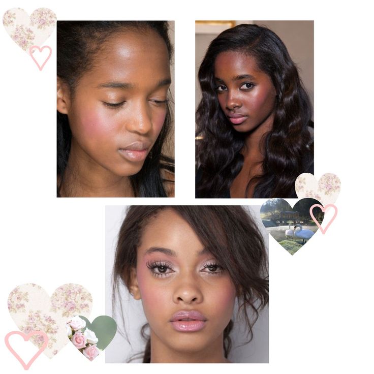 my edit, don't reupload. Soft rosey black girl makeup! ♡ Black Cute Makeup, Romantic Makeup Archetype, Soft Makeup Black Women, Soft Glowy Makeup Wedding, How To Look More Feminine, Cutesy Makeup, Ingenue Makeup, Monster High Makeup, Pretty Hurts