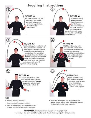 the instructions for juggling in an exercise with pictures and text to help you learn how to