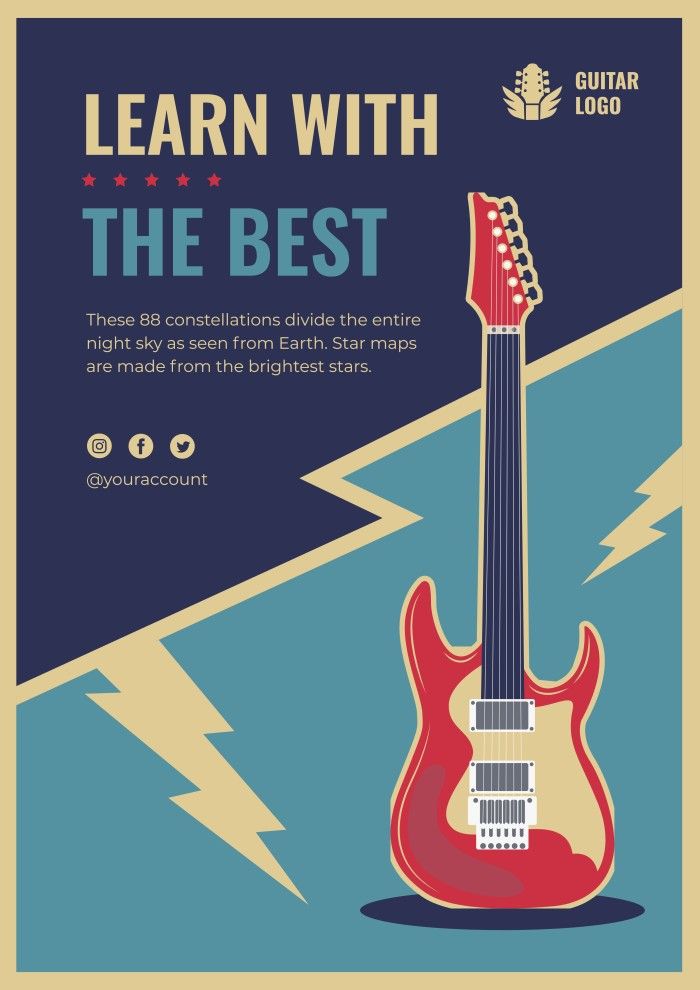 an electric guitar with the words learn with the best