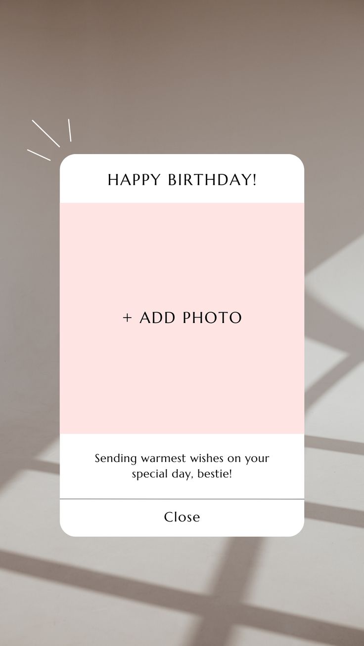 a birthday card with the words happy birthday and add photo