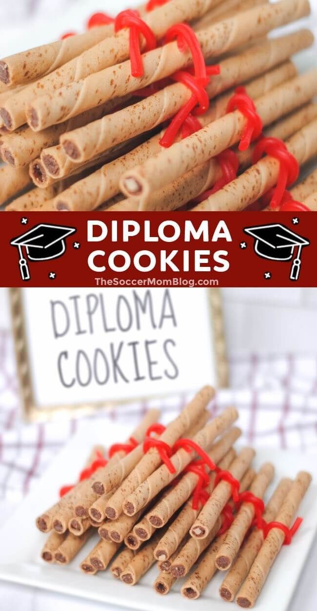 diploma cookies are stacked on top of each other