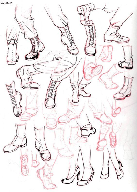 a drawing of feet and legs in different positions