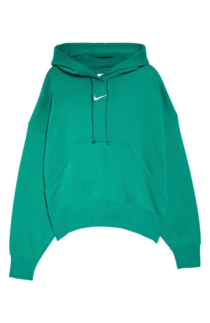 Supersoft fleece means all-day comfort in a dropped-shoulder hoodie perfect for relaxing at home or heading to the gym. 25 1/2" length (size Medium) Drawstring hood 80% cotton, 20% polyester Machine wash, tumble dry Imported Women Nike Hoodies, Retro Hoodies Nike, Trending Hoodies Nordstrom, Nike Club Fleece Sweatshirt, Pull Nike Violet Pastel, Blue Nike Hoodie Woman, Nike Sweatshirts Woman, Sage Green Sweatshirt Nike, Bright Pink Nike Hoodie