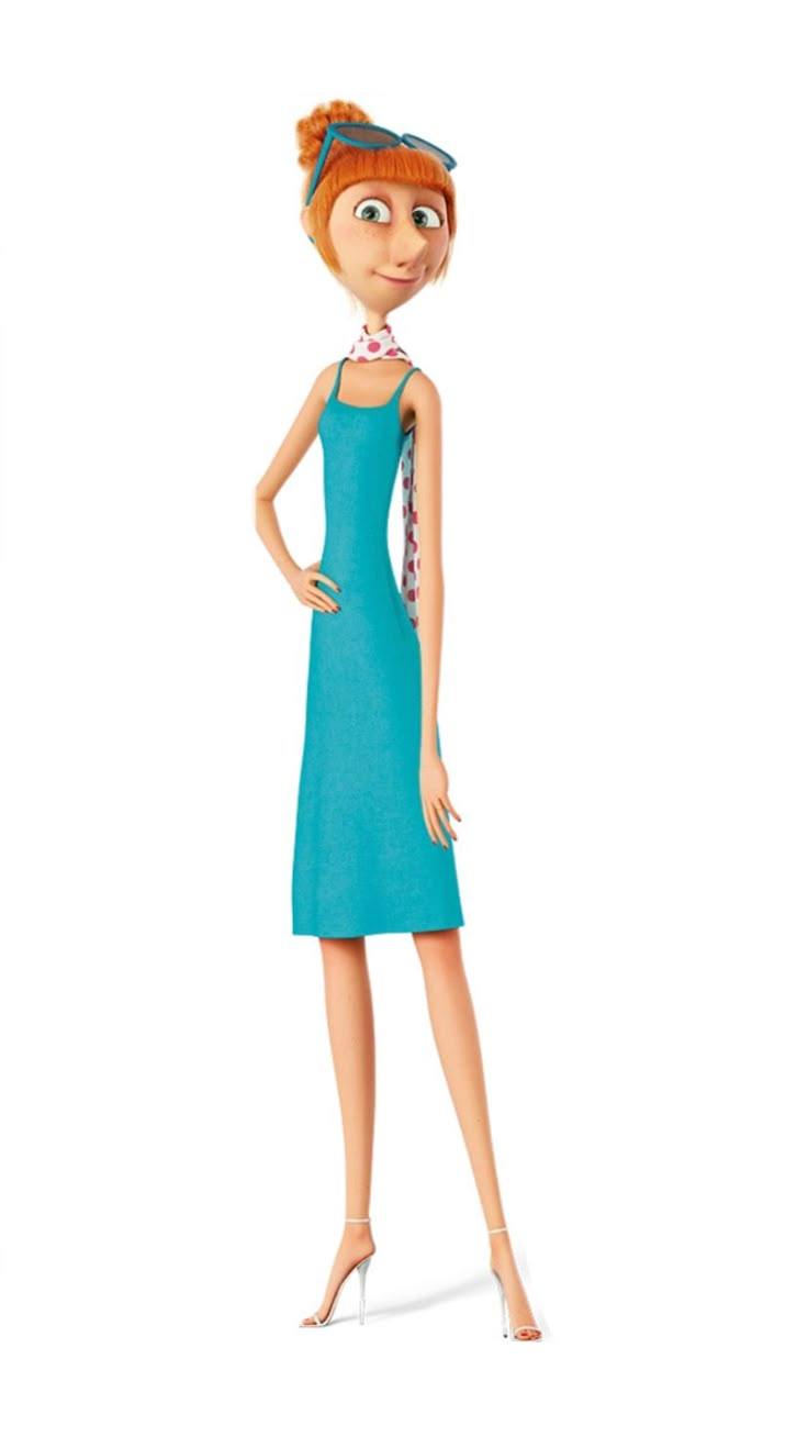 a cartoon character in a blue dress