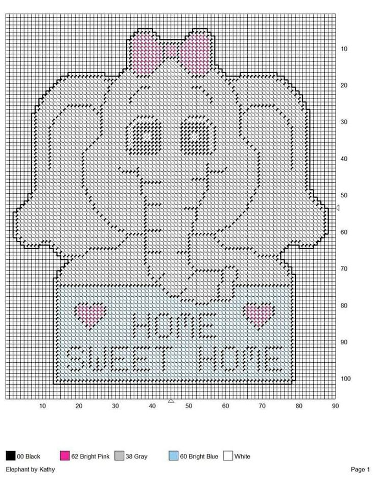 a cross stitch pattern with an elephant on it