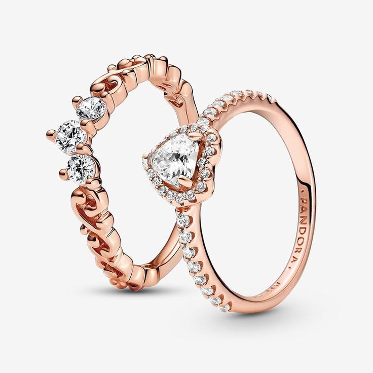 Hopeless Romantic Promise Ring Set Promise Rings Pandora, Cute Promise Rings, Pandora Rose Gold, Diy Jewelry Gifts, Promise Ring Set, Pretty Jewelry Necklaces, Gold Promise Rings, Couple Wedding Rings, Pandora Rings