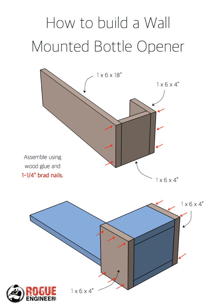 the instructions for how to build a wall mounted bottle opener with pictures and text below