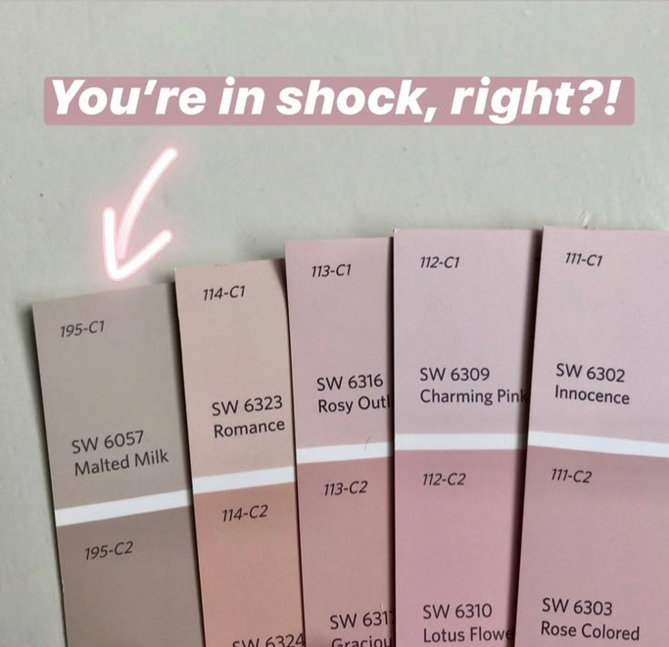 five different shades of pink and brown with the words you're in shock, right?