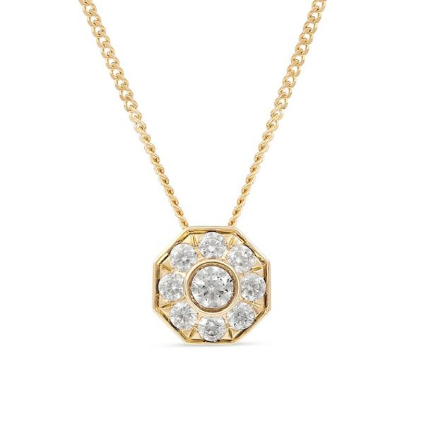 With modern geometry, this diamond pendant is a smart addition to any attire. Crafted in warm 10K gold, this eye-catching look features a 1/15 ct. bezel-set diamond sparkling in an octagonal frame of channel-set diamonds. Radiant with 1/4 ct. t.w. of diamonds and a brilliant buffed luster, this pendant suspends along a 16.0-inch curb chain with 2.0-inch extender that secures with a lobster claw clasp. Bezel Set Diamond, Apple Wallpaper, Channel Set, Curb Chain, 10k Gold, Bezel Setting, Diamond Pendant, Lobster Claw, Elegant Style