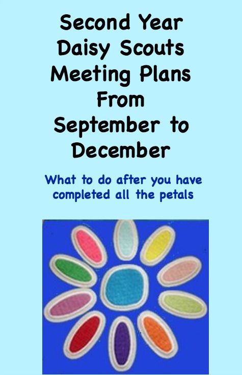 a poster with the words, second year daisy scouts meeting plans from september to december what to do after you have completed all the petals